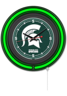Black Michigan State Spartans Double Neon Wall Clock
