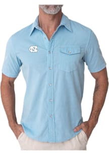 North Carolina Tar Heels Mens Light Blue Cord Pearl Snap Short Sleeve Dress Shirt