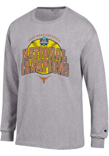 Champion Texas Longhorns Grey 2025 Womens Softball National Champions Jersey Long Sleeve T Shirt
