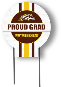 White Western Michigan Broncos 20x20 Circle Yard Sign with Stakes Proud Grad Yard Sign
