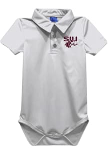 Vive La Fete Southern Illinois Salukis Baby White Team Short Sleeve One Piece Polo
