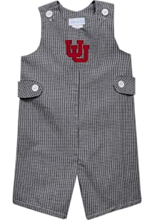 Vive La Fete Utah Utes Toddler Black Gingham Overalls