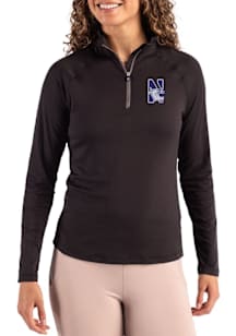 Cutter and Buck Northwestern Wildcats Womens Black Coastline Qtr Zip