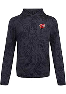 Levelwear Calgary Flames Mens Black Platform Embroidered 3D Patch Long Sleeve Hoodie