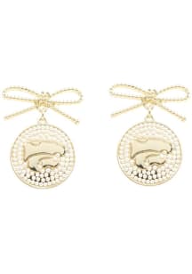 Logo Pearl Bow K-State Wildcats Womens Earrings - Gold