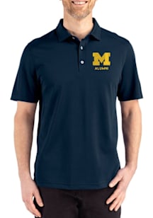 Cutter and Buck Michigan Wolverines Mens Navy Blue Alumni Advantage Refresh Short Sleeve Polo