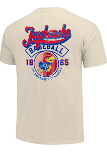 Kansas Jayhawks Ivory Vintage Script Baseball Stripes Short Sleeve T Shirt