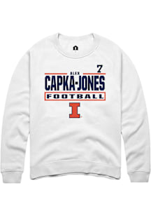 Alex Capka-Jones Illinois Fighting Illini Mens White Football NIL Stacked Box Player Crew
