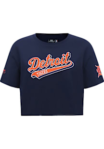 Pro Standard Detroit Tigers Womens Navy Blue Script Tail Short Sleeve T-Shirt