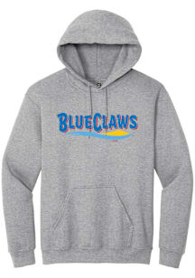 Summit Sportswear Jersey Shore BlueClaws Mens Grey Alt Logo Wordmark Long Sleeve Hoodie