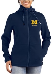Cutter and Buck Michigan Wolverines Womens Navy Blue Alumni Epic Comfort Full Zip Light Weight Jac..