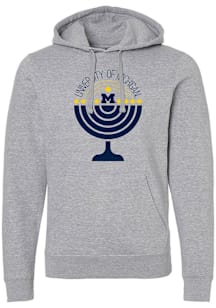 Michigan Wolverines Mens Grey Menorah Arc Long Sleeve Hoodie
