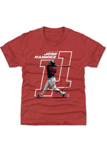 Jose Ramirez Cleveland Guardians Youth Red Offset Player Tee