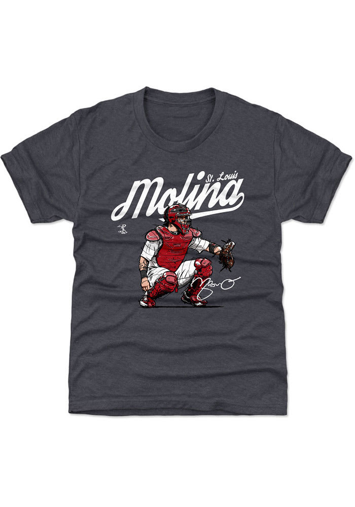 Youth St. Louis Cardinals Yadier Molina Majestic Light Blue Player Cap Logo  Name & Number T-Shirt