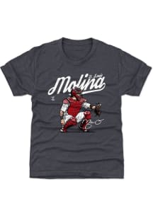 Yadier Molina St Louis Cardinals Youth Navy Blue Score Player Tee