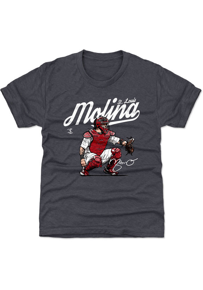 Yadier Molina St Louis Cardinals Youth Navy Blue Score Player Tee