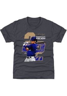 Christian Yelich Milwaukee Brewers Youth Navy Blue Offset D Player Tee