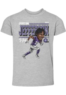 Justin Jefferson Minnesota Vikings Toddler Purple Cartoon Short Sleeve Player T Shirt