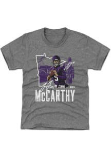 JJ McCarthy Minnesota Vikings Youth Purple Minnestoa State Player Tee