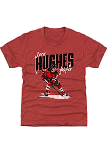 Jack Hughes New Jersey Devils Youth Red Chisel Player Tee