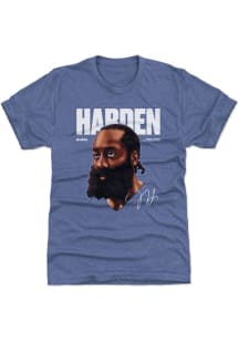 James Harden Philadelphia 76ers Blue Game Face Short Sleeve Fashion Player T Shirt