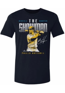 Bryce Harper Philadelphia Phillies Navy Blue The Showman Short Sleeve Fashion Player T Shirt