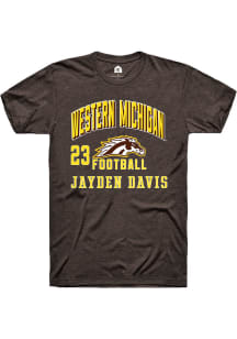 Jayden Davis Rally Mens Brown Western Michigan Broncos NIL Arch Logo Player T Shirt