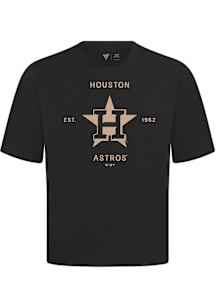 Levelwear Houston Astros Black Signature Knit Crossway Short Sleeve Fashion T Shirt