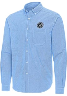 Antigua New York City FC Mens Light Blue Porter Long Sleeve Dress Shirt