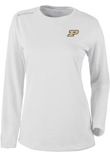 Columbia Purdue Boilermakers Womens White Heat Seal Omni Wick Shotgun Long Sleeve T-Shirt