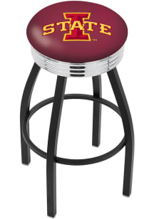 Iowa State Cyclones 3 Ring Chrome Seat Pub Stool - Black