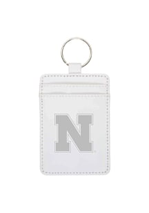 Nebraska Cornhuskers Leatherette Vertical ID Keychain - White