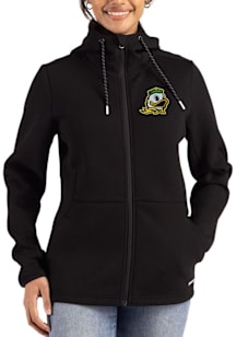 Womens Oregon Ducks Black Cutter and Buck Epic Comfort Full Zip Light Weight Jacket