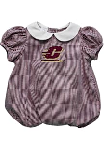 Vive La Fete Central Michigan Chippewas Baby Maroon Gingham Collar Short Sleeve One Piece
