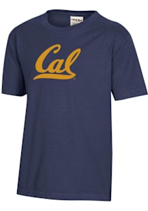 ComfortWash Cal Golden Bears Youth Navy Blue Logo Garment Dyed Short Sleeve T-Shirt