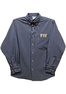 Vive La Fete FIU Panthers Toddler Navy Blue Gingham Long Sleeve Polo