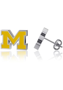 Enamel Logo Michigan Wolverines Womens Earrings - Yellow
