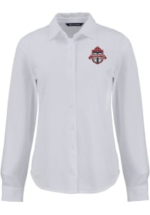Cutter and Buck Toronto FC Womens Advantage Soft Pique Long Sleeve White Dress Shirt