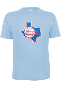 Texas Rangers Youth Light Blue State Wordmark Cooperstown Short Sleeve T-Shirt