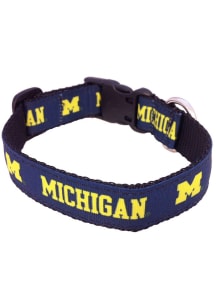 Blue Michigan Wolverines Ribbon Pet Collar