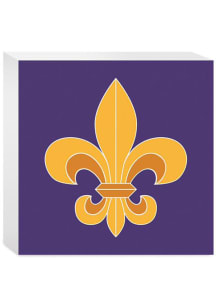 Louisiana 5x5 Block Fleur De Lis Purple Sign