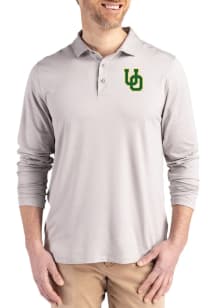 Mens Oregon Ducks Grey Cutter and Buck Coastline Long Sleeve Polo Shirt