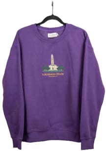 LSU Tigers Mens Purple Campus Embroidered Long Sleeve Crew Sweatshirt