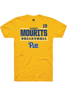 Dagmar Mourits Rally Mens Gold Pitt Panthers NIL Stacked Box Player T Shirt