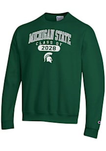 Champion Michigan State Spartans Mens Green Class of 2028 Powerblend Long Sleeve Crew Sweatshirt