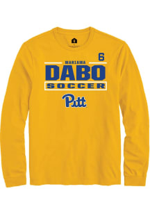 Mariama Dabo Mens Gold Pitt Panthers NIL Stacked Box Long Sleeve Player T Shirt