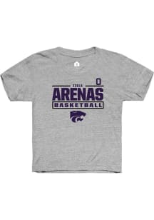 Izela Arenas Youth Grey K-State Wildcats NIL Stacked Box Short Sleeve Player T-Shirt