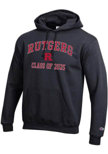 Mens Rutgers Scarlet Knights Black Champion Class of 2025 Text Powerblend Hooded Sweatshirt