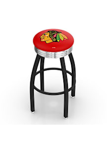Chicago Blackhawks 3 Ring Chrome Seat Pub Stool - Black