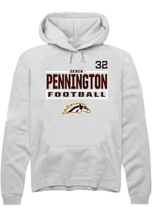 Derek Pennington Western Michigan Broncos Mens White Football NIL Stacked Box Player Hood